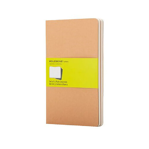 Set de 3 cahiers Moleskine kraft 13 x 21 cm ivoire sans quadrillage 80 pages