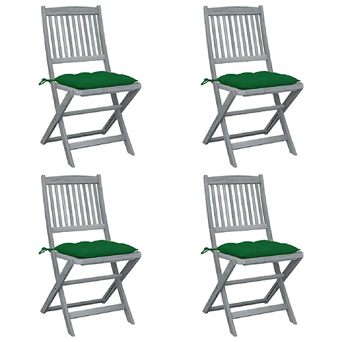 Maison Chic Lot de 4 Chaises pliables d'extérieur avec coussins | chaises de jardin | Fauteuil Relax Bois d'acacia -GKD82819