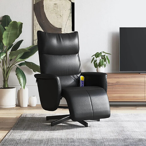 vidaXL Fauteuil inclinable de massage repose-pieds noir similicuir