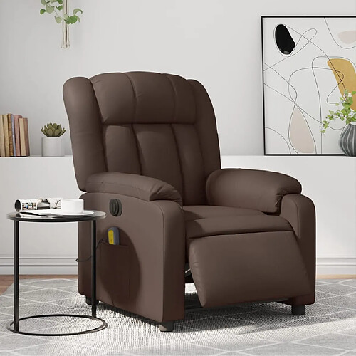 vidaXL Fauteuil de massage inclinable électrique marron similicuir