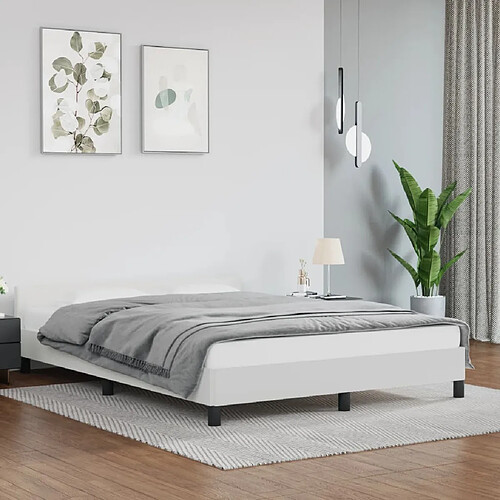 vidaXL Cadre de lit avec tête de lit sans matelas blanc 140x190 cm