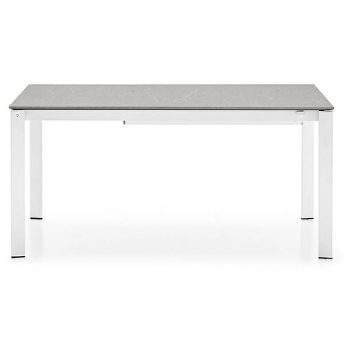 Inside 75 Table extensible 6 couverts EMINENCE 155 cm pieds métal blanc plateau mélaminé gris