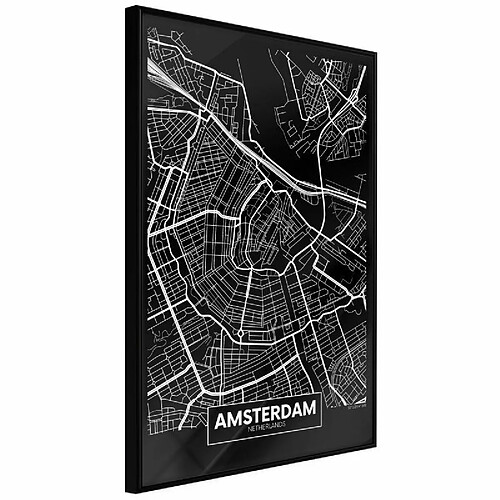 Paris Prix Affiche Murale Encadrée City Map Amsterdam Dark 40 x 60 cm Noir