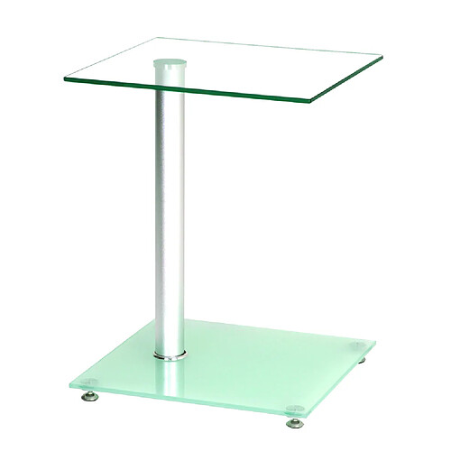 Pegane Table d'appoint en aluminium alu avec plateau en verre, L40 x P40 x H52 cm