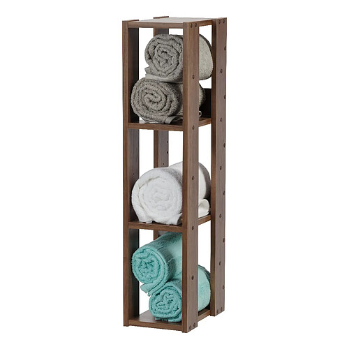 Iris Ohyama, Open Wood Rack OWR-200 Etagère 3 casiers/Meuble de rangement 3 étages en bois, Chêne brun, L20 cm