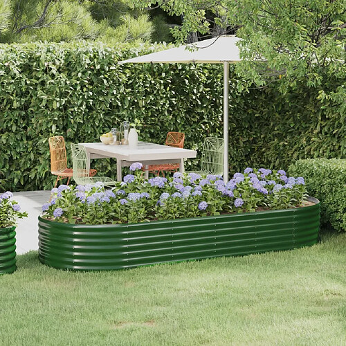 vidaXL Lit surélevé de jardin Acier enduit de poudre 249x100x36cm Vert