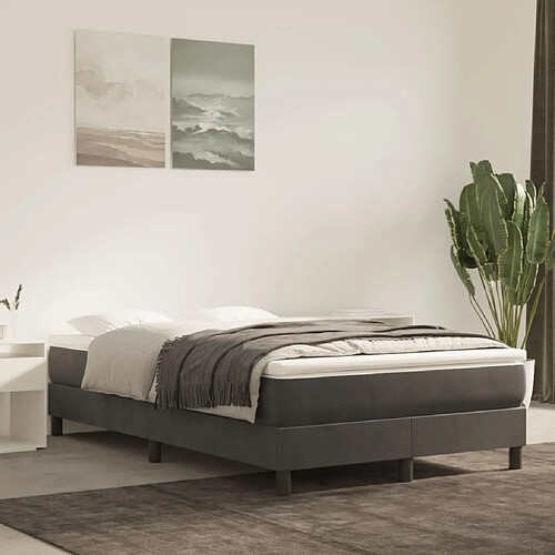 vidaXL Sommier à lattes de lit et matelas Gris foncé 120x200cm Velours