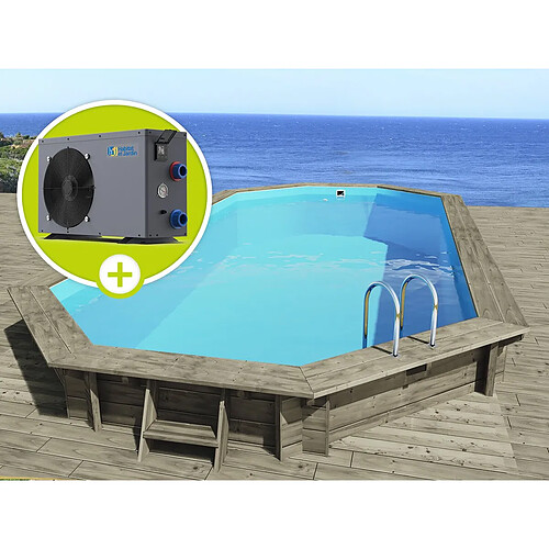 Habitat Et Jardin Piscine bois Ibiza 145 - 8.57 x 4.57 x 1.45 m + Pompe à chaleur - Puissance 6.1 kW