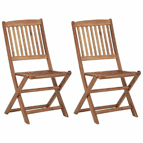 Maison Chic Lot de 2 Chaises pliables de jardin avec coussins - Fauteuil d'extérieur Bois d'acacia -MN86320