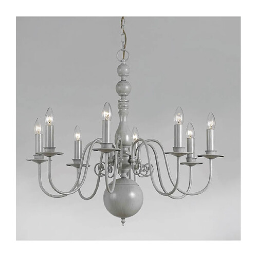 Lumière Chandelier sans abats jours Bologna Gris 8 ampoules 69cm