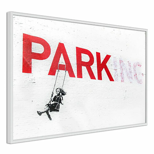 Paris Prix Affiche Murale Encadrée Banksy Parking 30 x 20 cm Blanc