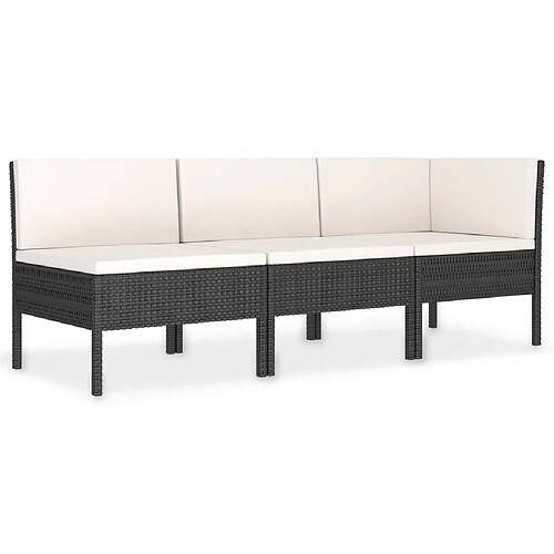 Maison Chic Salon de jardin 3 pcs + coussins - Mobilier/Meubles de jardin - Table et chaises d'extérieur Résine tressée Noir -MN67337