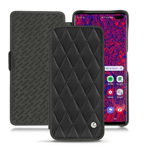 Housse cuir Samsung Galaxy S10 5G - Rabat horizontal - Noir - Couture ( Nappa - Black ) - NOREVE