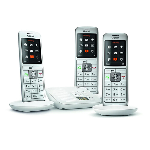 Téléphone sans fil trio dect blanc avec répondeur blanc - GIGACL660ATRIOBLANC - GIGASET