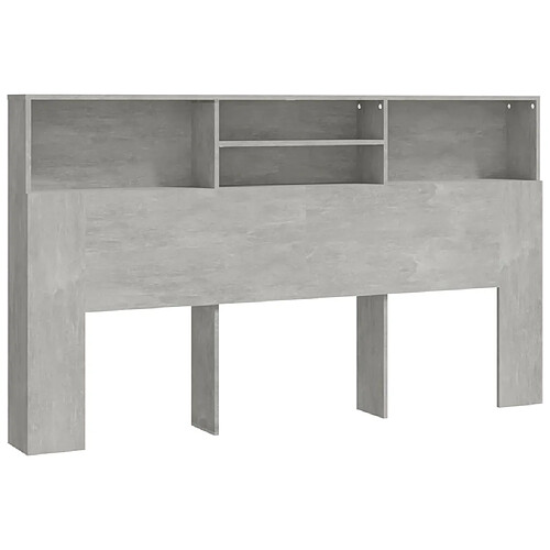 Decoshop26 Tête de lit avec rangement accessoire de lit table de chevet étagère 180 x 19 x 103,5 cm MDF gris TDL0200033