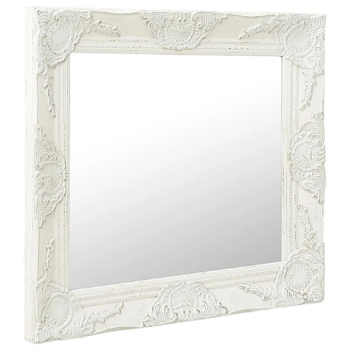 Maison Chic Miroir mural style baroque | Miroir Décoration pour Maison Salle de Bain 60x60 cm Blanc -GKD78167