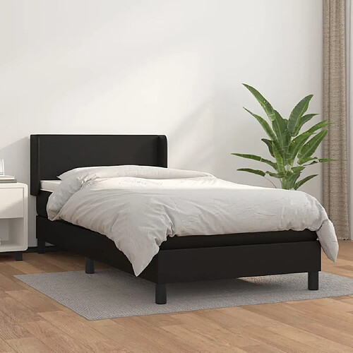 Maison Chic Lit Adulte - Lit simple Lit à sommier tapissier avec matelas moelleux - Meuble de Chambre - Noir 90x200 cm Similicuir -MN34791