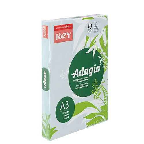 Ramette papier couleur Rey Adagio couleurs pastel A3 80 gr - 500 feuilles - bleu