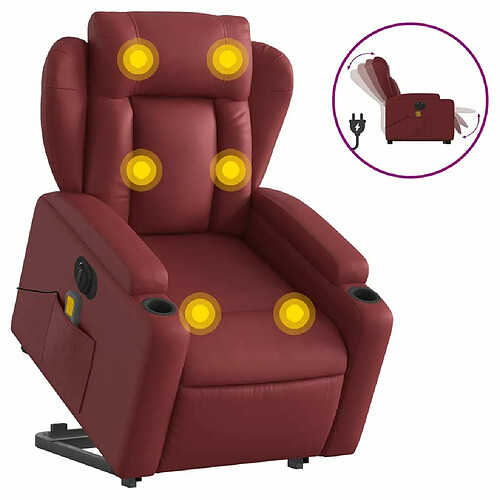 Maison Chic Fauteuil Relax pour salon, Fauteuil inclinable de massage électrique rouge bordeaux -GKD95082