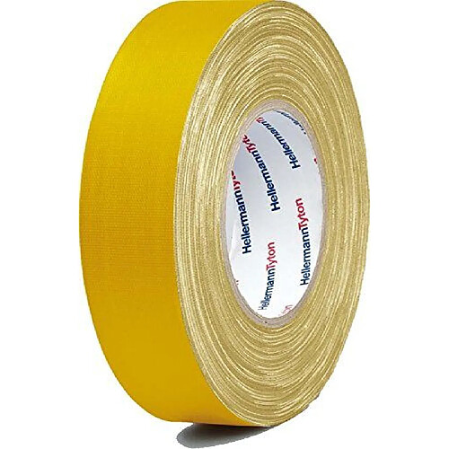 Hellermann Tyton htape Öko-Tex 19 x 50 – Duct Tapes (Bundling, fastening, handicrafting, Marking, Réparation, restructurante, intérieur et extérieur, jaune, coton, Polyéthylène, RoHS)