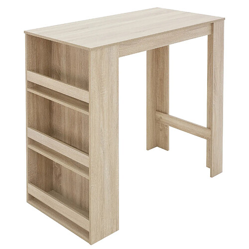 Table de bar avec étagcre r 3 niveaux 117x106x57 cm Chene Sonoma en bois ML-Design