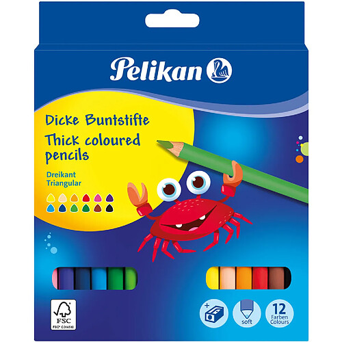 Pelikan Crayons de couleur triangulaires Jumbo, étui en ()