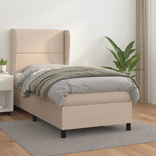 vidaXL Sommier à lattes de lit avec matelas Cappuccino 90x190 cm