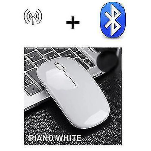 Universal 2,4 g à grande vitesse ultra-mince mille silencieuse Bluetooth 5.0 Charge à double mode souris silencieuse sourisï¼ˆwhiteï¼ ‰