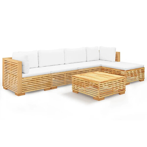 Maison Chic Salon de jardin 6 pcs + coussins - Mobilier/Meubles de jardin - Table et chaises d'extérieur Bois de teck solide -MN19573