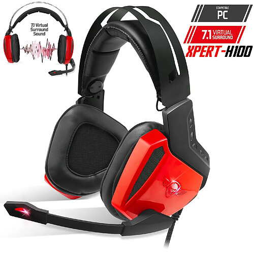 Spirit Of Gamers Casque audio 7.1 Spirit of gamer XPERT-H100 RED - LED rouge - Compatible PC