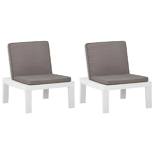 Maison Chic Lot de 2 Chaises de salon de jardin avec coussins - Fauteuil d'extérieur Plastique Blanc -MN23047