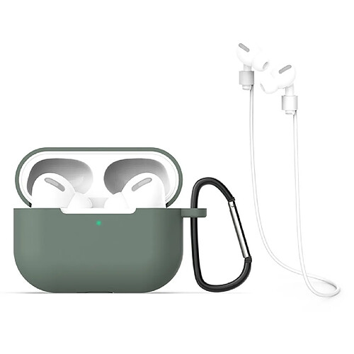 Wewoo Coque Pour AirPods Pro 3 en 1 étui de protection écouteurs silicone + crochet + ensemble de cordes anti-perte vert