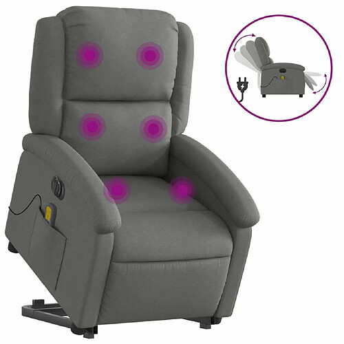 Maison Chic Fauteuil Relax pour salon, Fauteuil inclinable de massage électrique Gris foncé Tissu -GKD29623