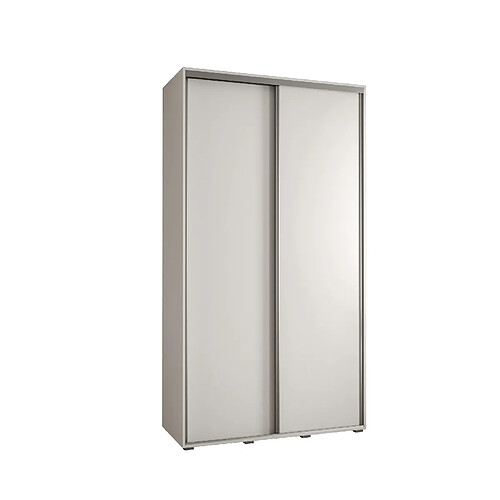 Abiks Meble Armoire à portes coulissantes Davos 3 235.2 x 140 x 60 2 portes coulissante (Blanc/Blanc/Argent)