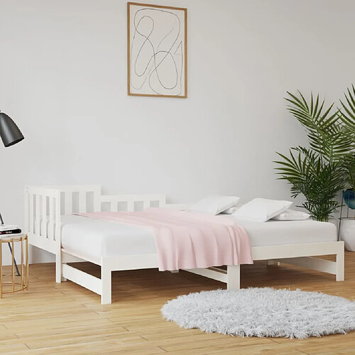 vidaXL Lit coulissant sans matelas blanc 2x(90x200) cm