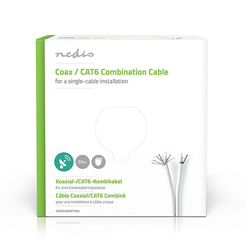 NEDIS Câble Coaxial/CAT6 Combiné 50,0 m