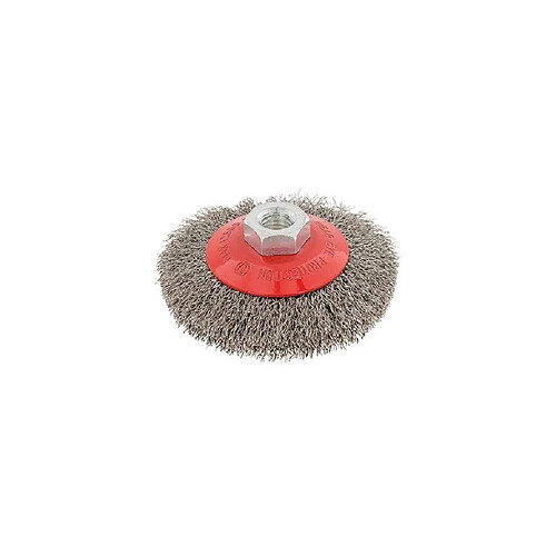 Brosse biseautée fils d'acier inox serti D. 100 mm - M14 - 450322 - Silverline