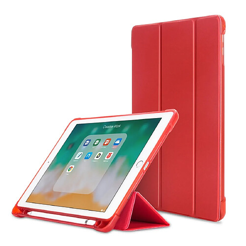 Wewoo Smart Cover Etui à rabat en cuir texturé Litchi pour iPad 9.7 2017 / 9.7 2018 / Air2 / Airavec support à trois rabats et logements stylo Rouge