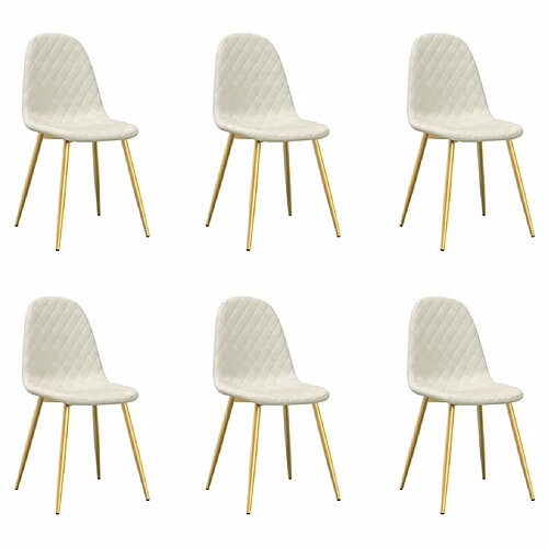 Maison Chic Lot de 6 Chaises à manger | Chaise de salle à manger cuisine blanc crème velours -GKD76323