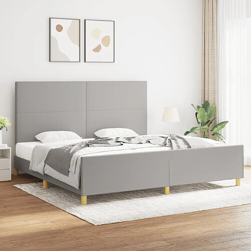 Maison Chic Lit adulte - Cadre Structure de lit avec tête de lit Contemporain Gris clair 200x200 cm Tissu -MN41558