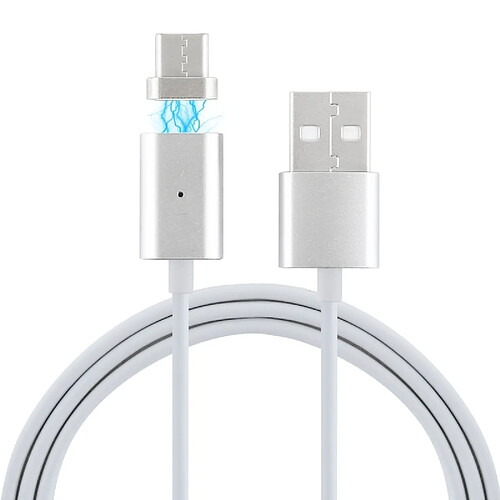 Wewoo Cable Câble de données tressé pour adsorption magnétique en métal, 2A, charge USB vers USB-C / Type-C, longueur: 1 m (Argent)