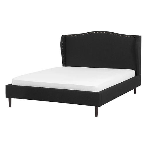 Beliani Lit double en tissu noir 140x200 cm COLMAR