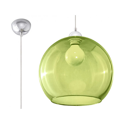 Luminaire Center Suspension BALL verre/acier vert/chrome 1 ampoule