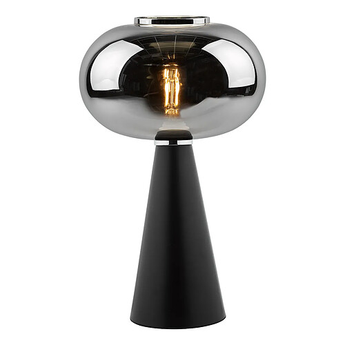 Lumière Lampe à Poser Verre Fumé Noir Satiné