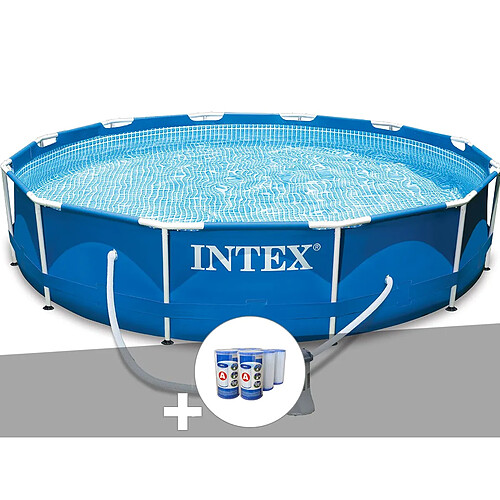 Kit piscine tubulaire Intex Metal Frame ronde 3,66 x 0,76 m + 6 cartouches de filtration