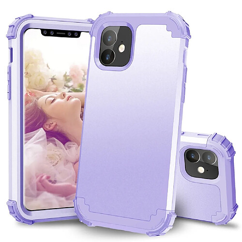 Wewoo Coque Rigide Pour iPhone 11 PC + Silicone Protection anti-chute de téléphone portable en trois parties Bback Cover Violet clair