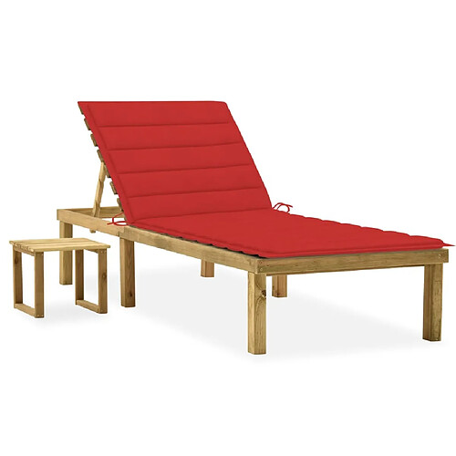 Maison Chic Chaise longue de jardin avec table et coussin | Bain de soleil Relax | Transat Pin imprégné -GKD19833