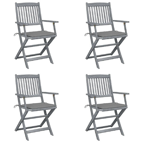 Maison Chic Lot de 4 Chaises pliables d'extérieur avec coussins | chaises de jardin | Fauteuil Relax Bois d'acacia -GKD87682