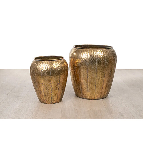 Ensemble de 2 Vases Romimex Doré Métal 49 x 50 x 49 cm