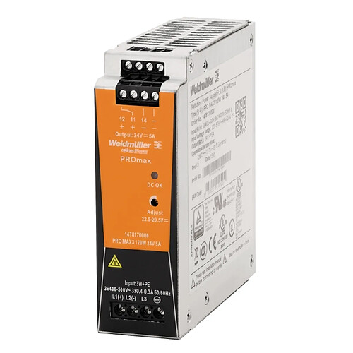 alimentation à découpage - pro max3 - 24 volts - 120 watts - 5a - weidmuller 1478170000